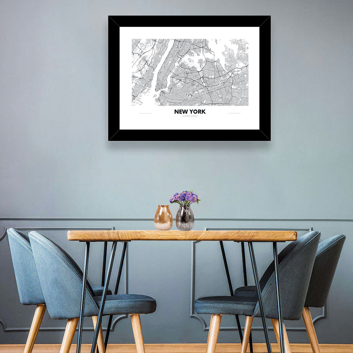 New York Street Grid Map Wall Art