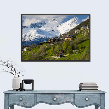 Saas-fee Alpine Village in Spring Wall Art