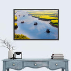 Spring River Rowboats in Rapeseed Fields Wall Art