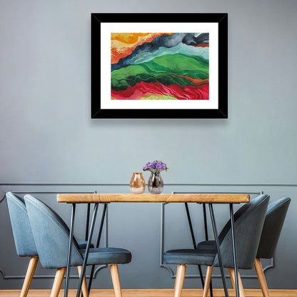 River Through Abstract Mountains Wall Art