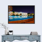 Moonlit Resort Pool Reflection Wall Art