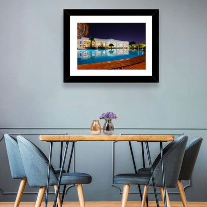 Moonlit Resort Pool Reflection Wall Art