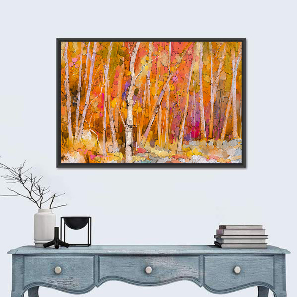 Autumn Birch Grove Painting Wall Art