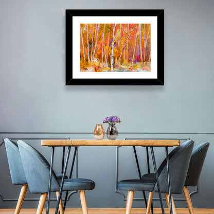 Autumn Birch Grove Painting Wall Art