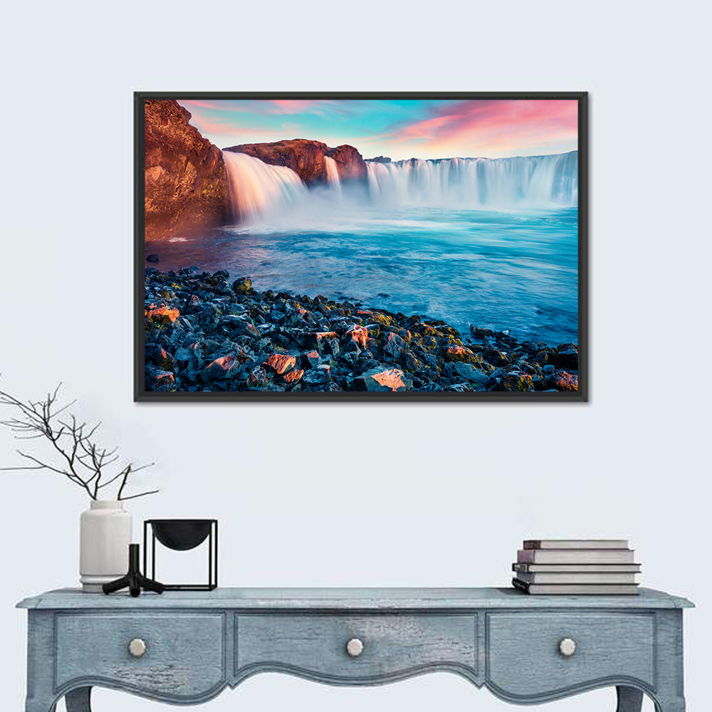 Goðafoss Waterfall at Sunset Wall Art