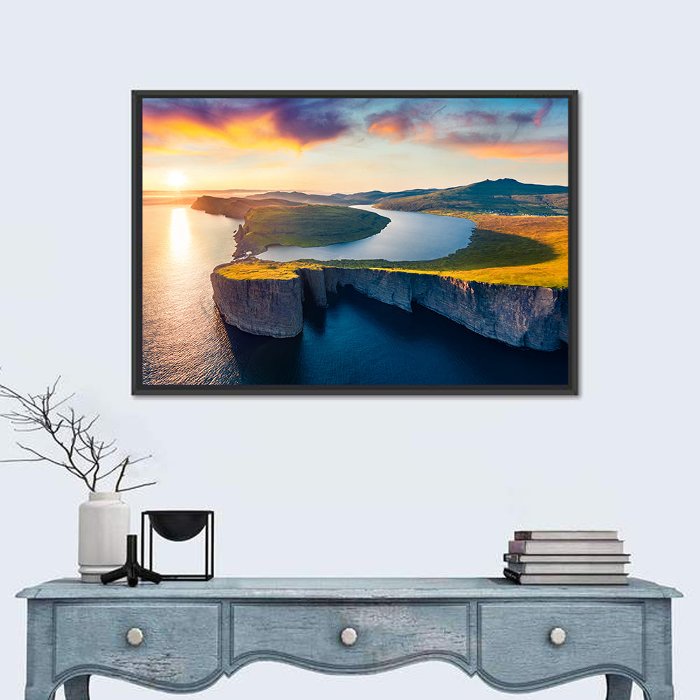 Sørvágsvatn Lake at Sunset Wall Art