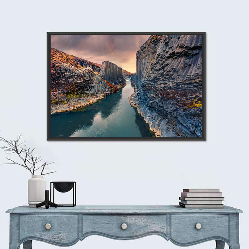 Studlagil Canyon at Sunset Wall Art
