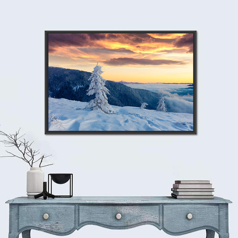 Carpathian Sunrise Wall Art in a room, landscape