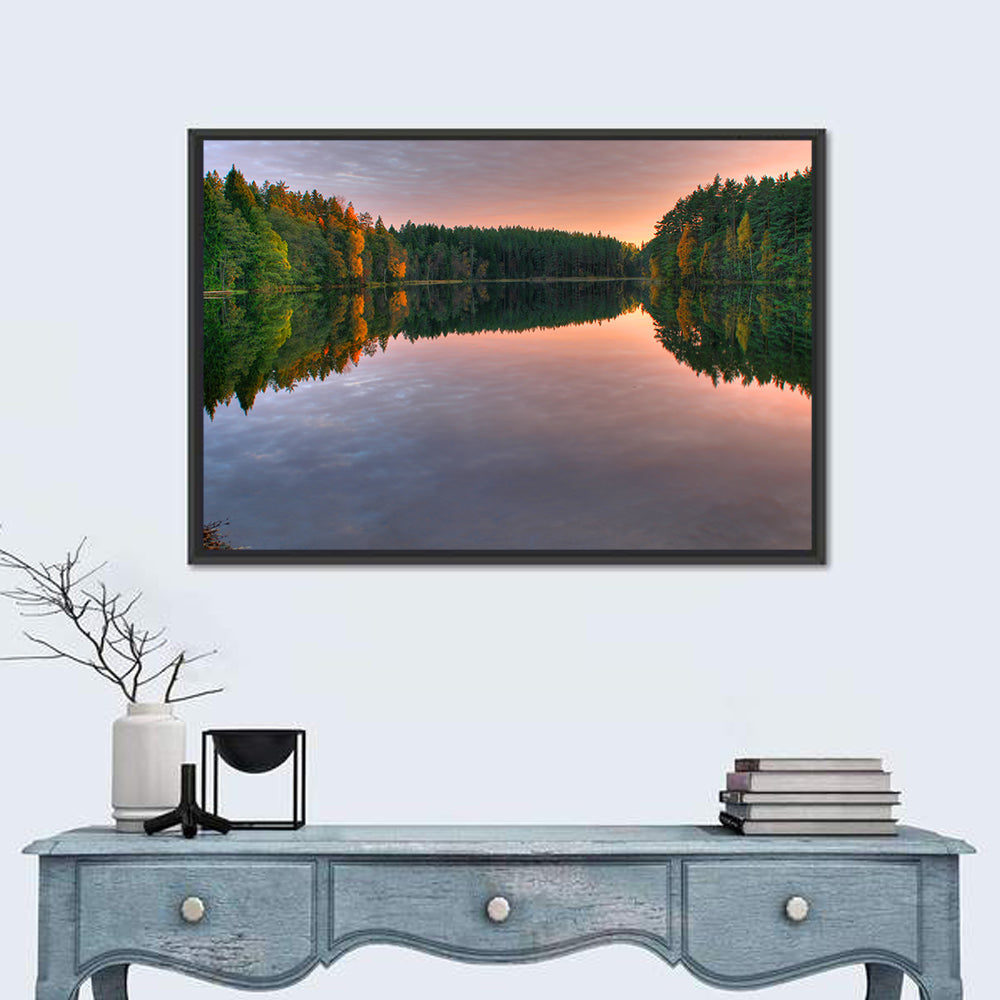 Estonian Lake at Golden Hour Wall Art in a room, landscape