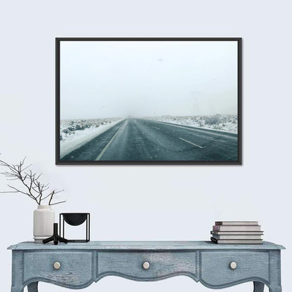 Foggy Winter Mountain Road Wall Art