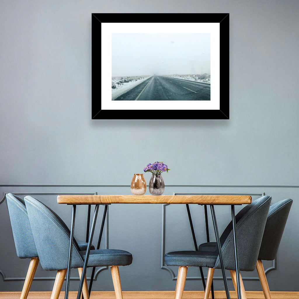 Foggy Winter Mountain Road Wall Art