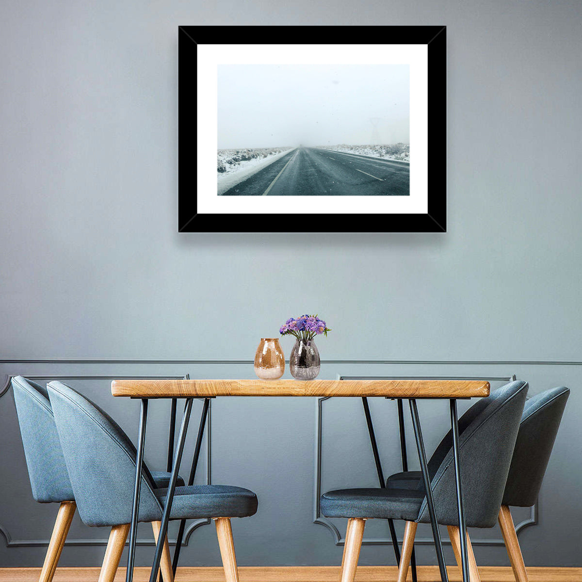 Foggy Winter Mountain Road Wall Art