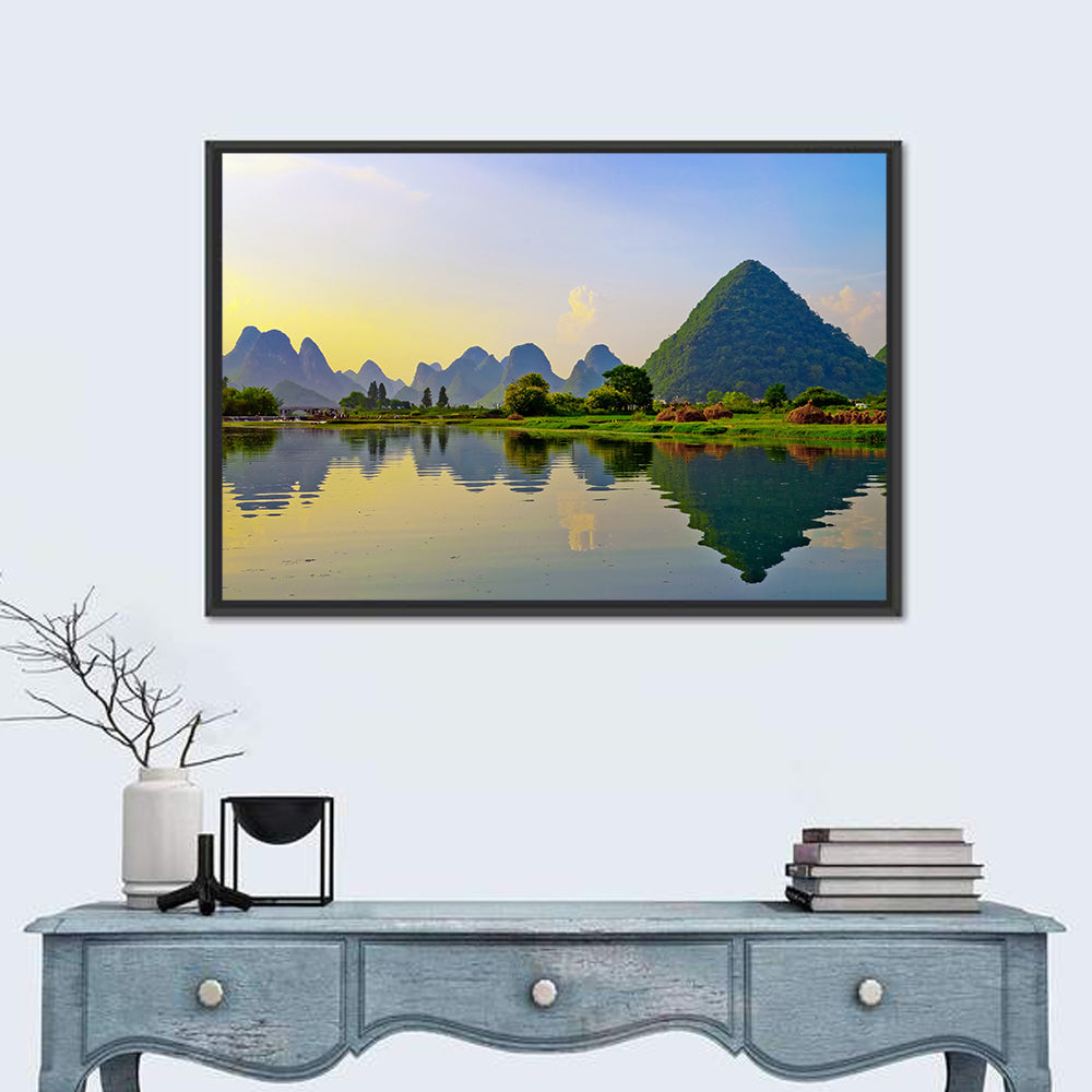 Yangshuo Reflection on Li River Wall Art in a room, landscape