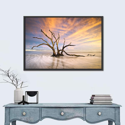 Folly Beach Driftwood Sunset Wall Art
