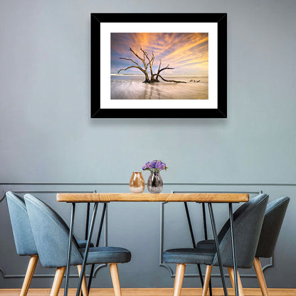 Folly Beach Driftwood Sunset Wall Art
