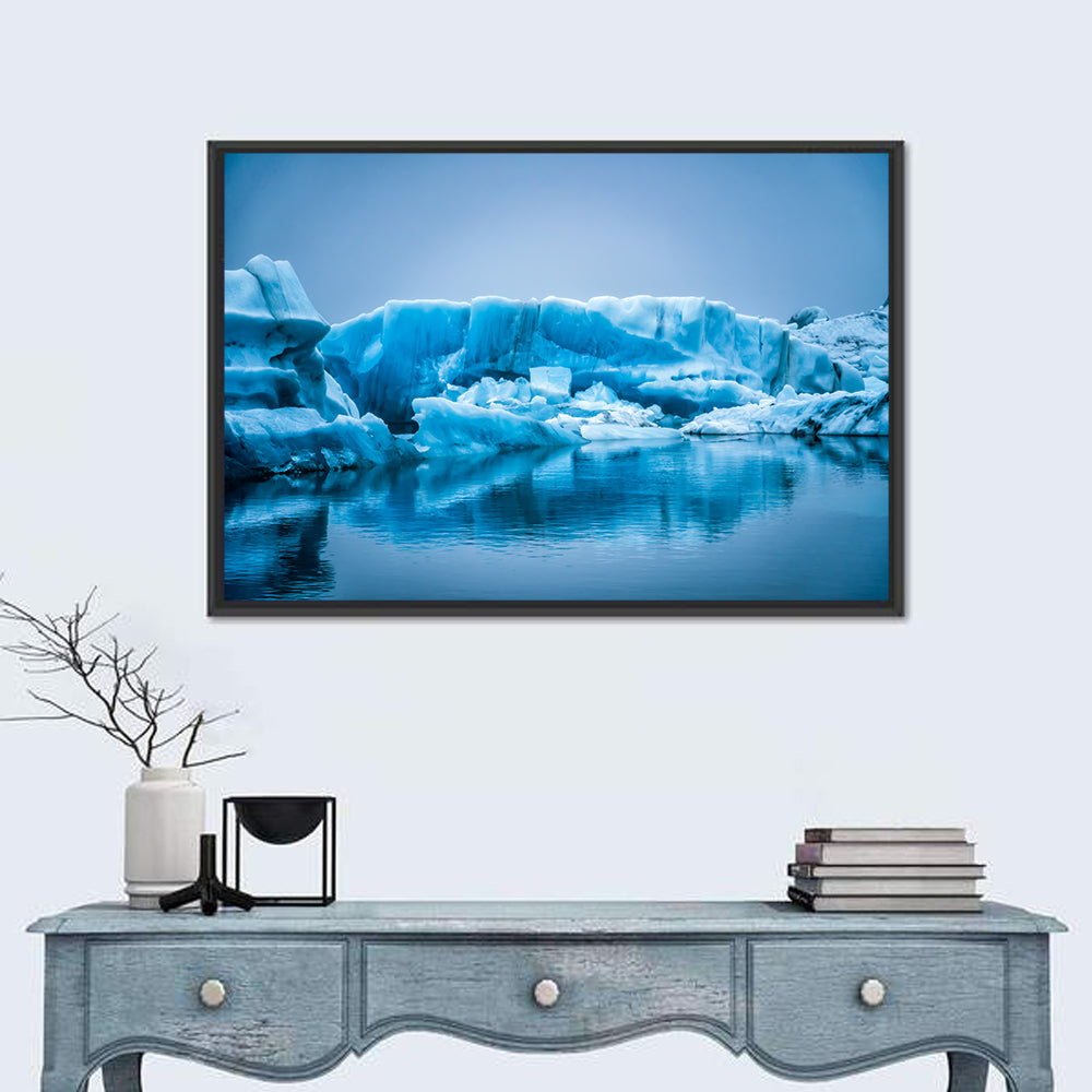 Icebergs in Jokulsarlon Wall Art in a room, landscape