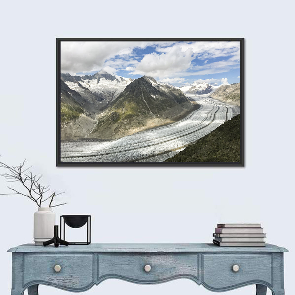 Aletsch Glacier Wall Art in a room, landscape