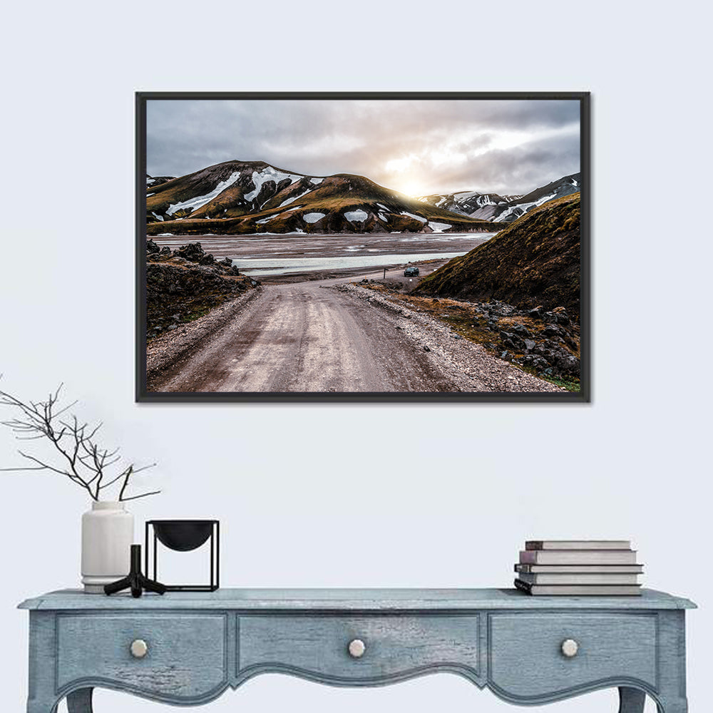 Gravel Road at Landmannalaugar Wall Art in a room, landscape