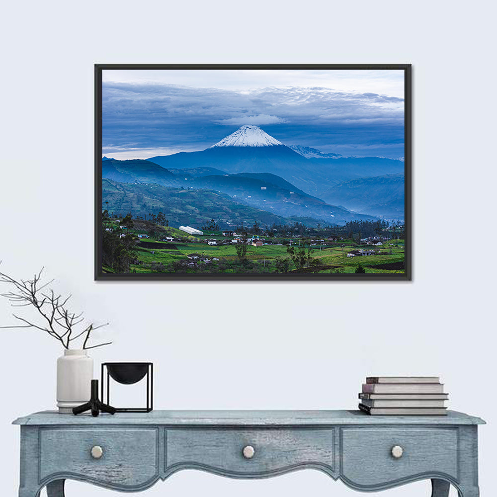Andean Snow-capped Volcano Wall Art in a room, landscape