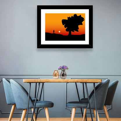 Solitary Sunset Silhouette Wall Art