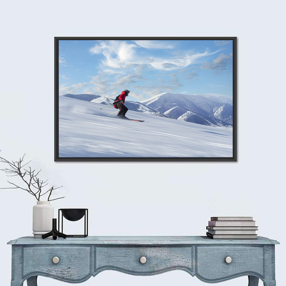 Skier on Snowy Mountain Slope Wall Art