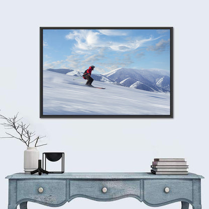 Skier on Snowy Mountain Slope Wall Art