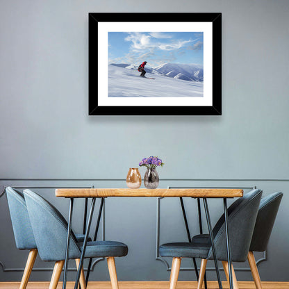 Skier on Snowy Mountain Slope Wall Art