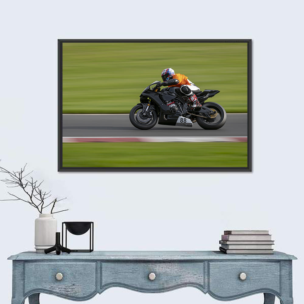 Motorcycle Racer No. 88 Wall Art in a room, landscape