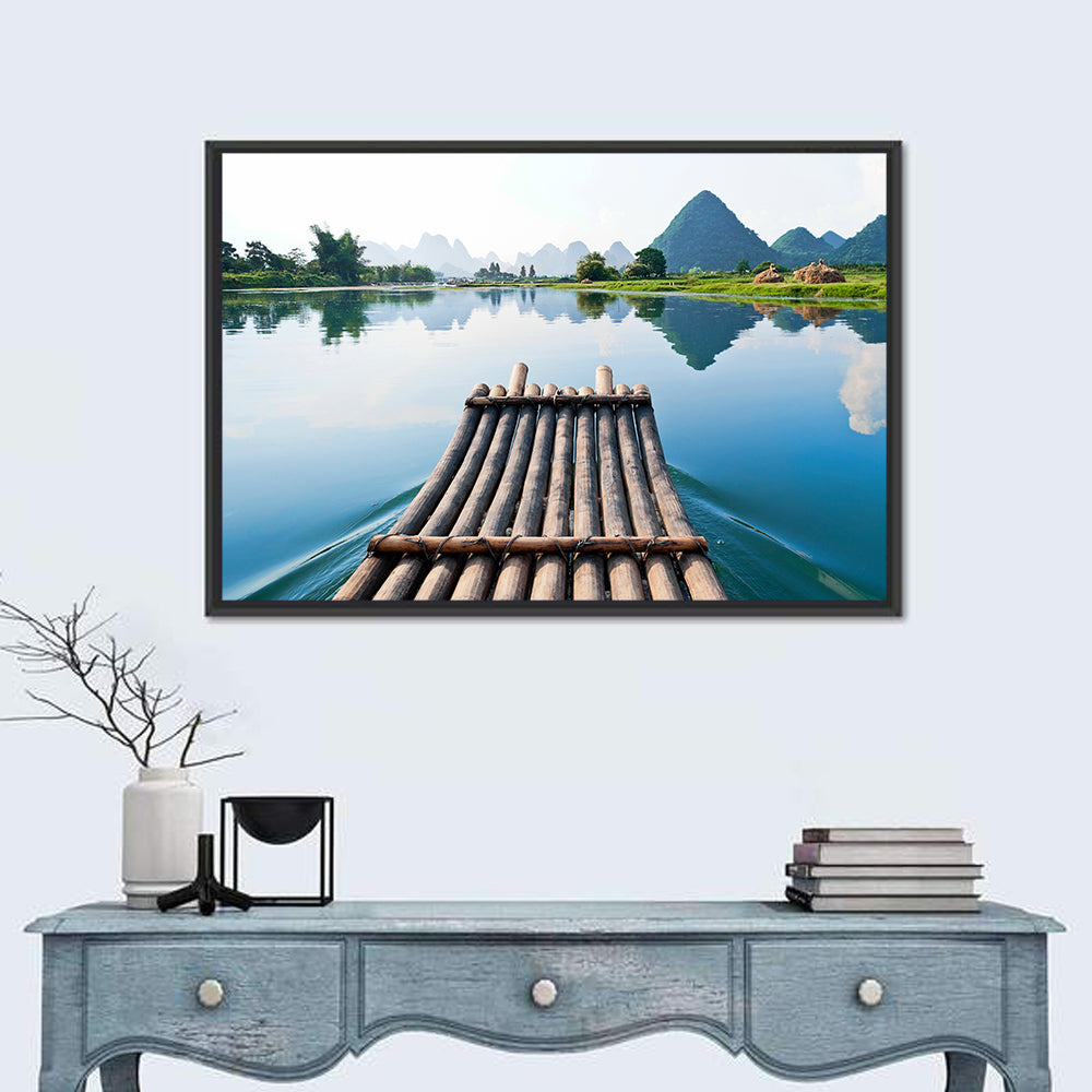 Li River Bamboo Raft, Guilin Wall Art in a room, landscape