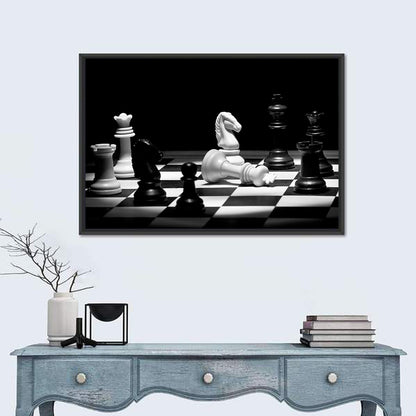 Fallen White King Chess Scene Wall Art