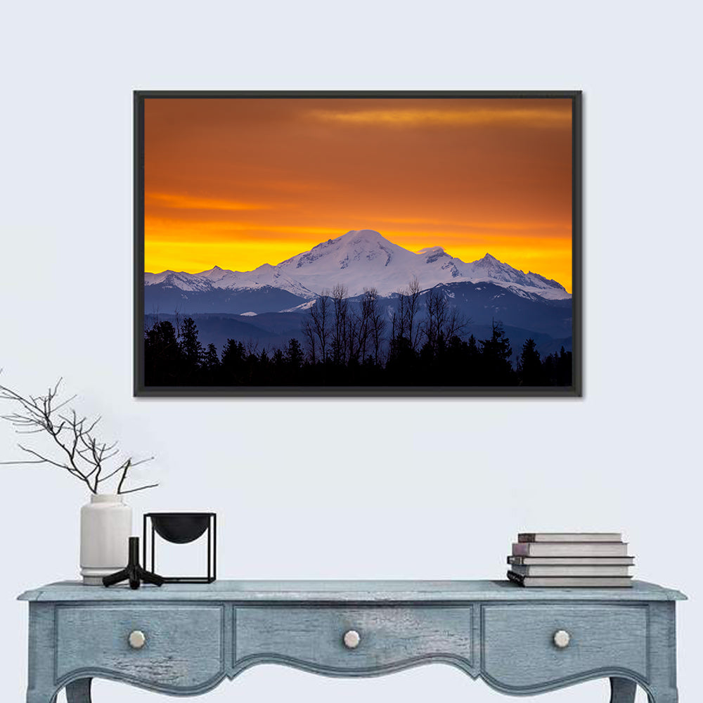 Sunrise Over Mount Baker Wall Art in a room, landscape