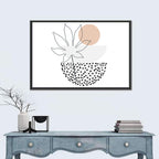 Palm Leaf with Peach Circle Illustration Wall Art