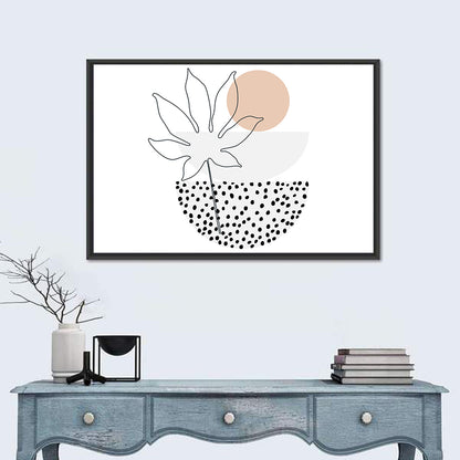 Palm Leaf with Peach Circle Illustration Wall Art