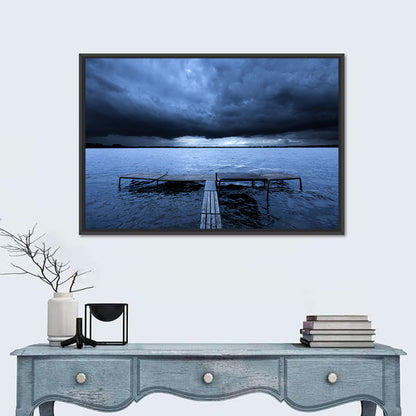 Stormy Lake Pier Wall Art
