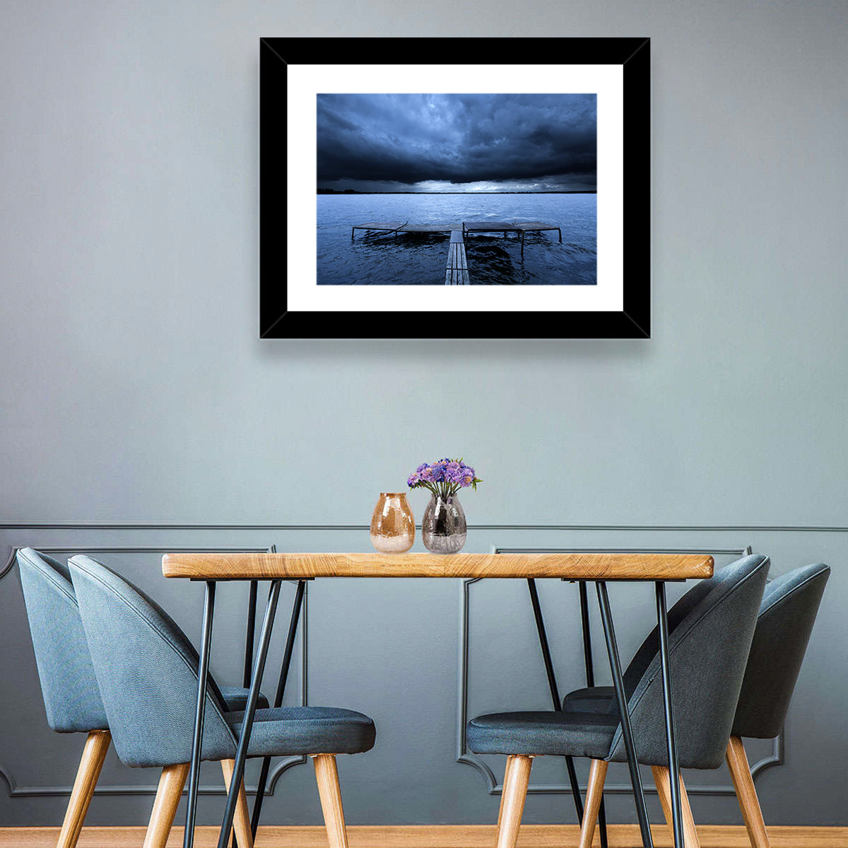 Stormy Lake Pier Wall Art