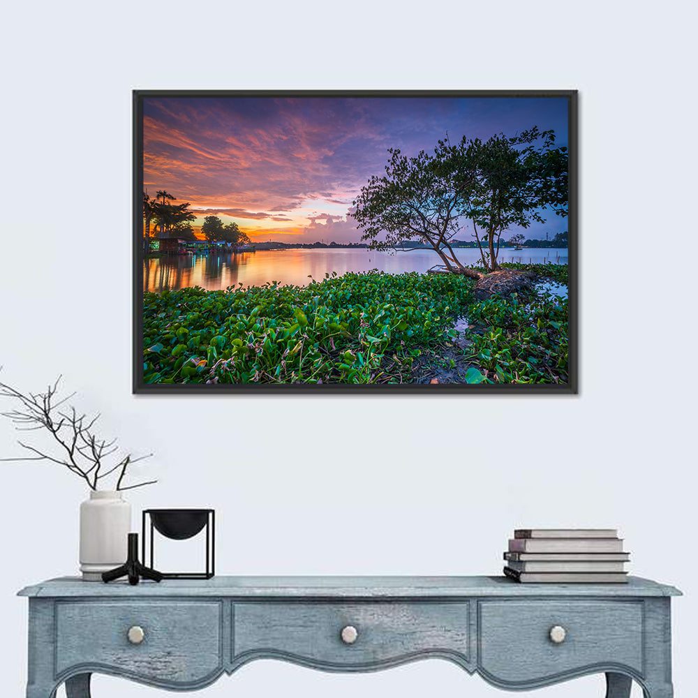 Cipondoh Lake Hyacinth Sunset Wall Art in a room, landscape