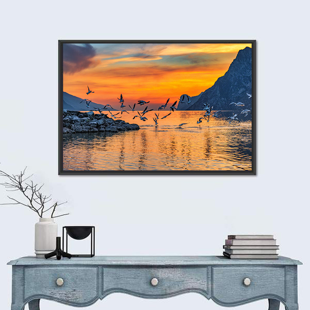 Lake Garda Sunset Birds Wall Art