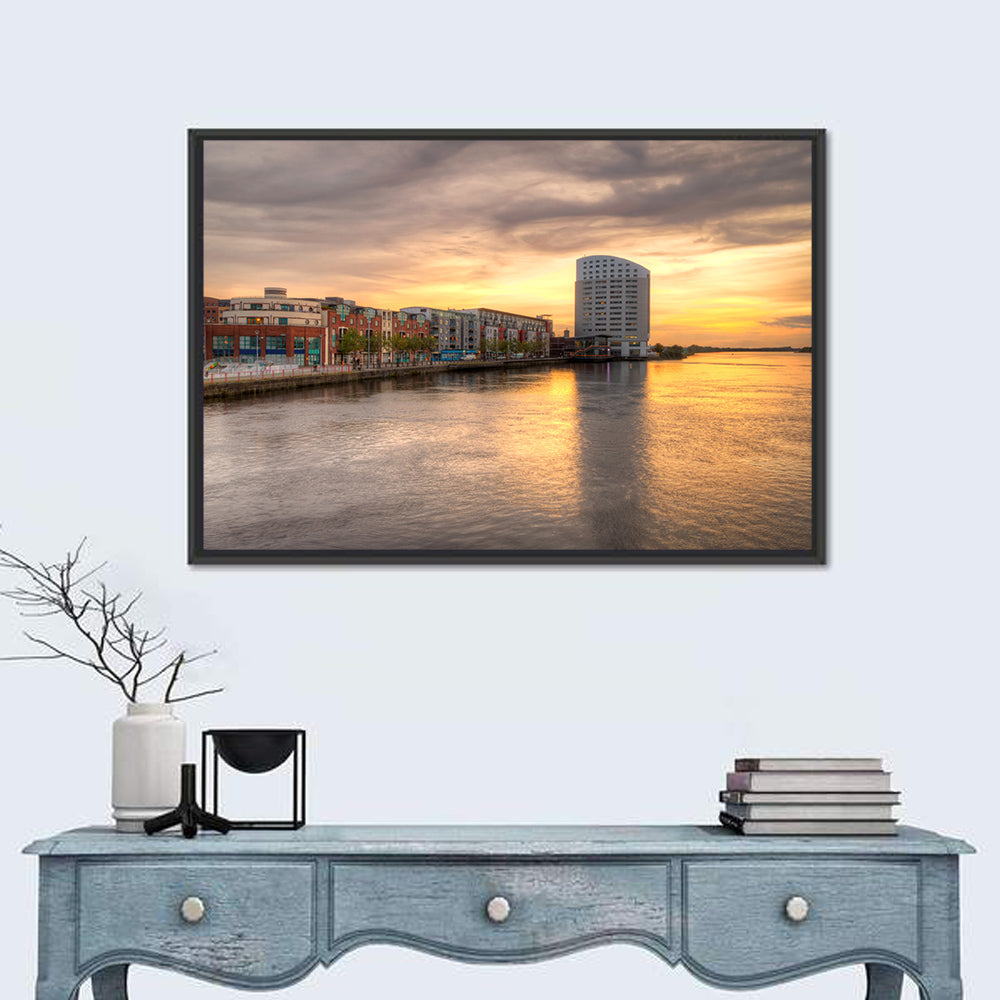 Limerick Riverside at Dusk Wall Art in a room, landscape