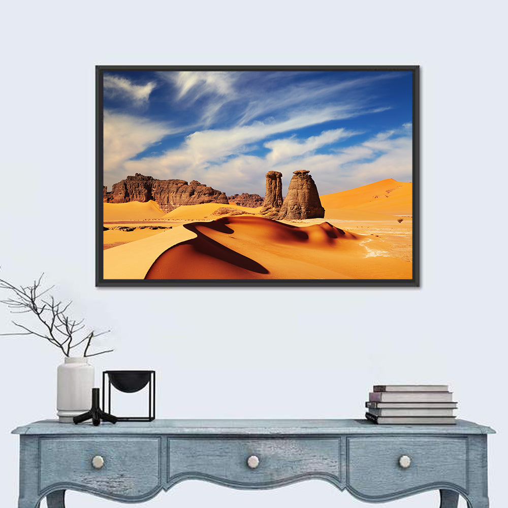 Tadrart Rouge Sand Dunes Wall Art in a room, landscape