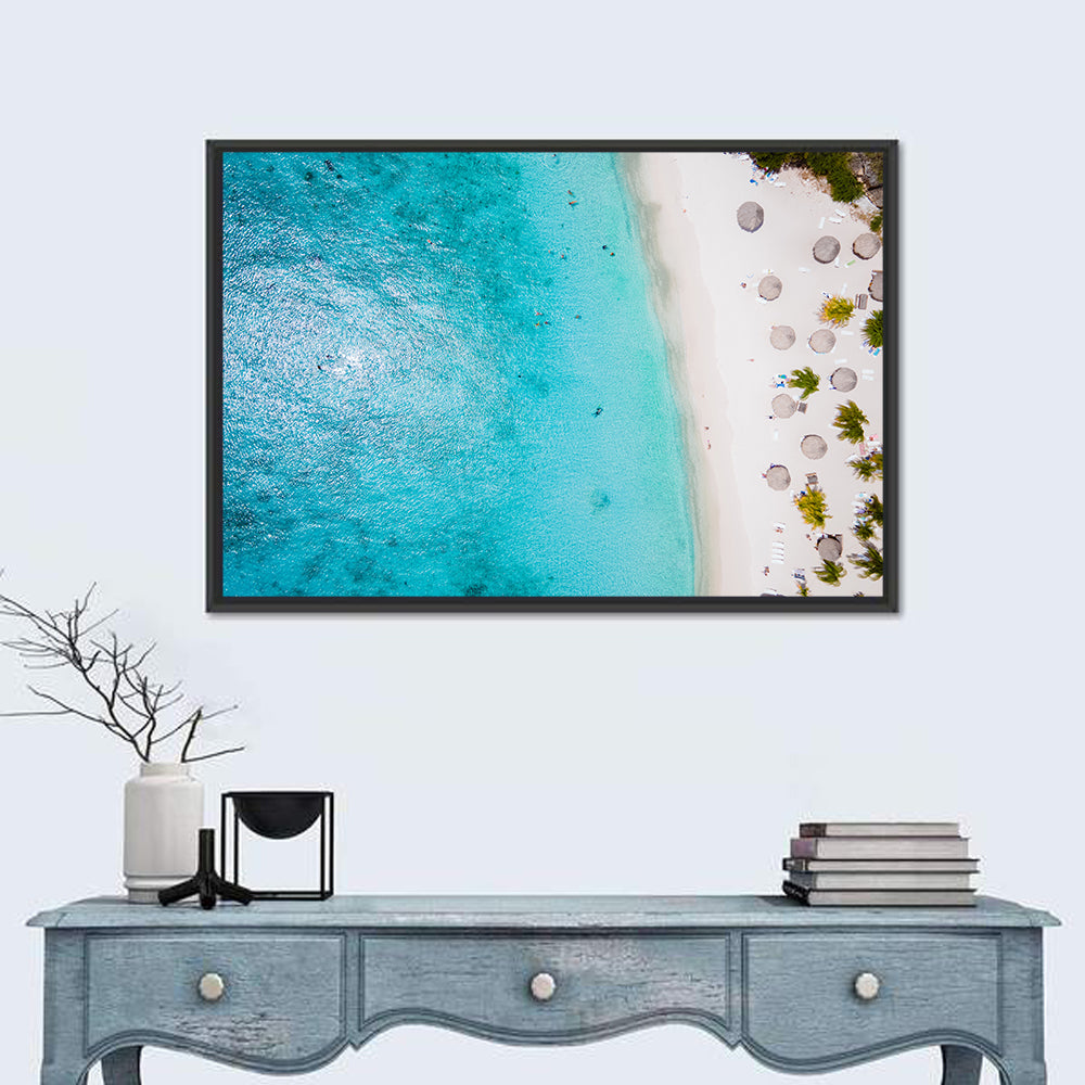 Cas Abou Aerial Shoreline Wall Art in a room, landscape