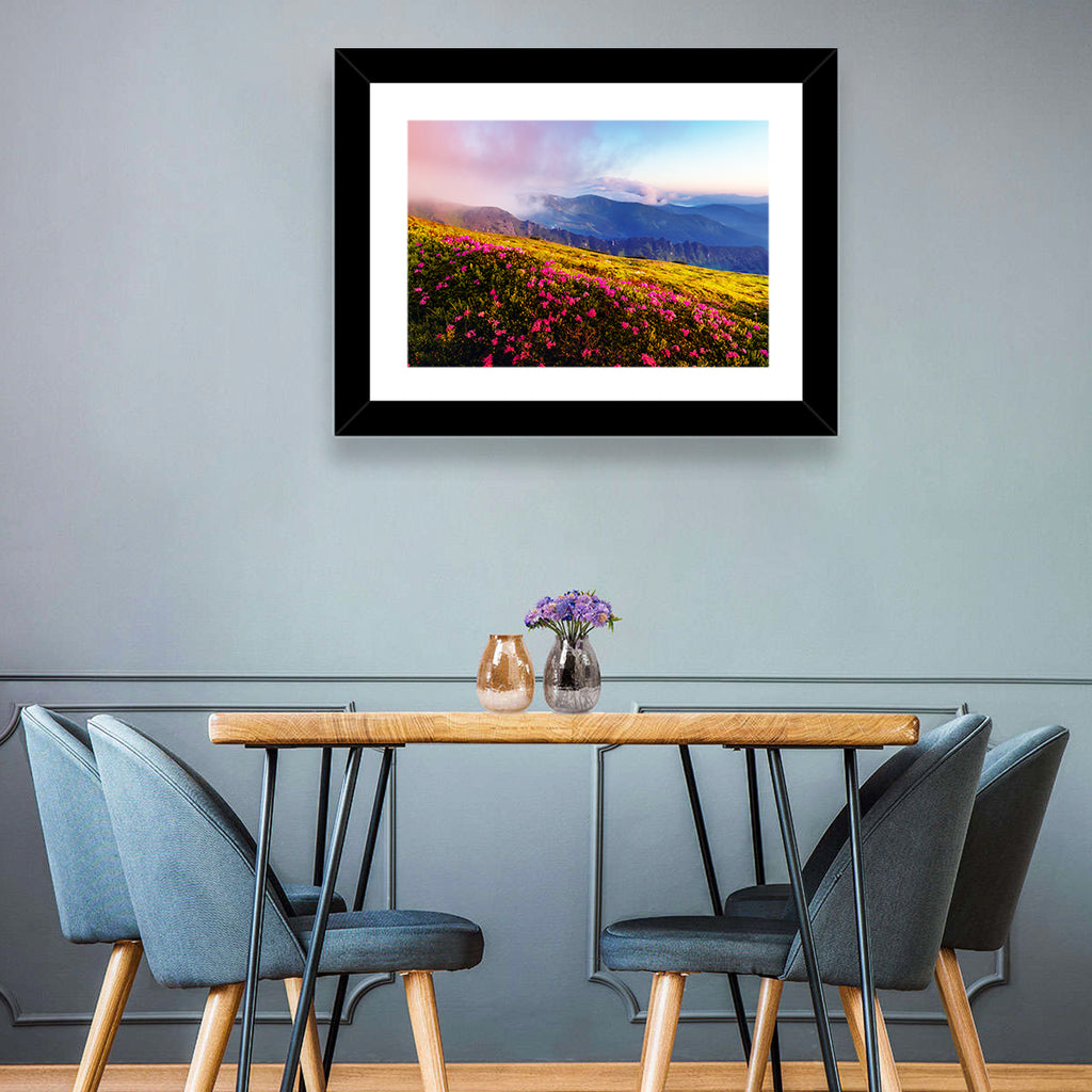 Alpine Rhododendron Meadow at Golden Hour Wall Art
