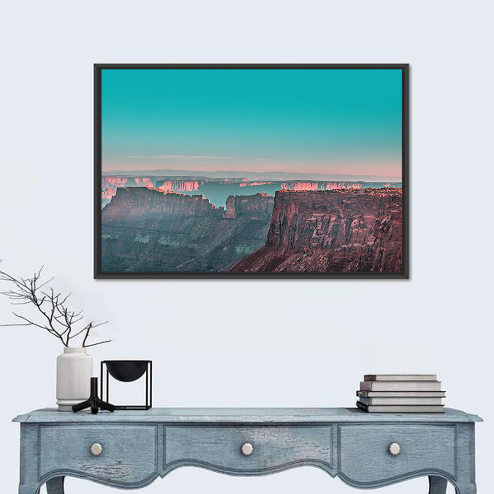 Sunlit Canyon Rim at Dusk Wall Art in a room, landscape