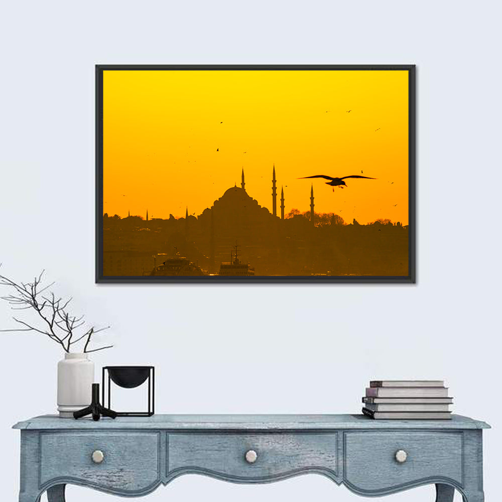 Süleymaniye Mosque Golden Hour Silhouette Wall Art
