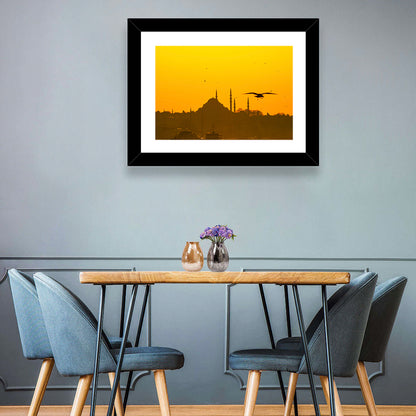 Süleymaniye Mosque Golden Hour Silhouette Wall Art