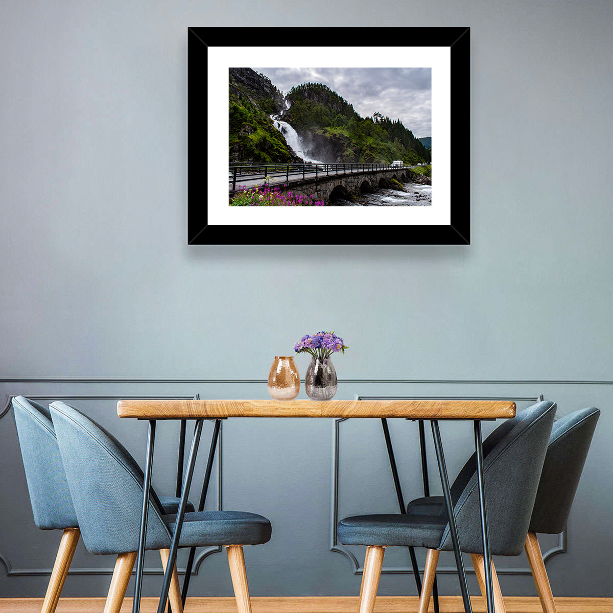 Låtefossen Stone Bridge and Waterfall Wall Art