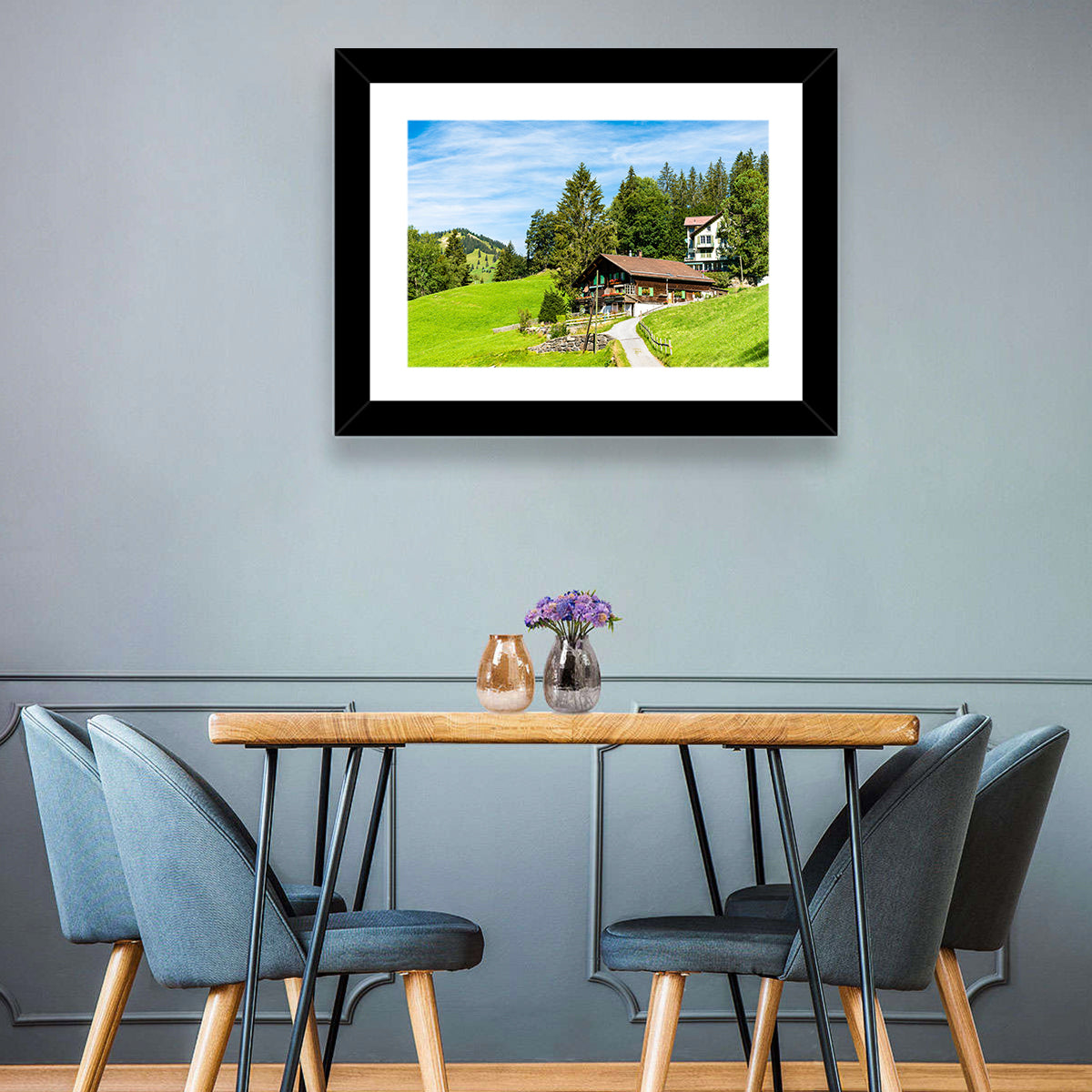 Wengen Alpine Chalet Path Wall Art in a room, landscape