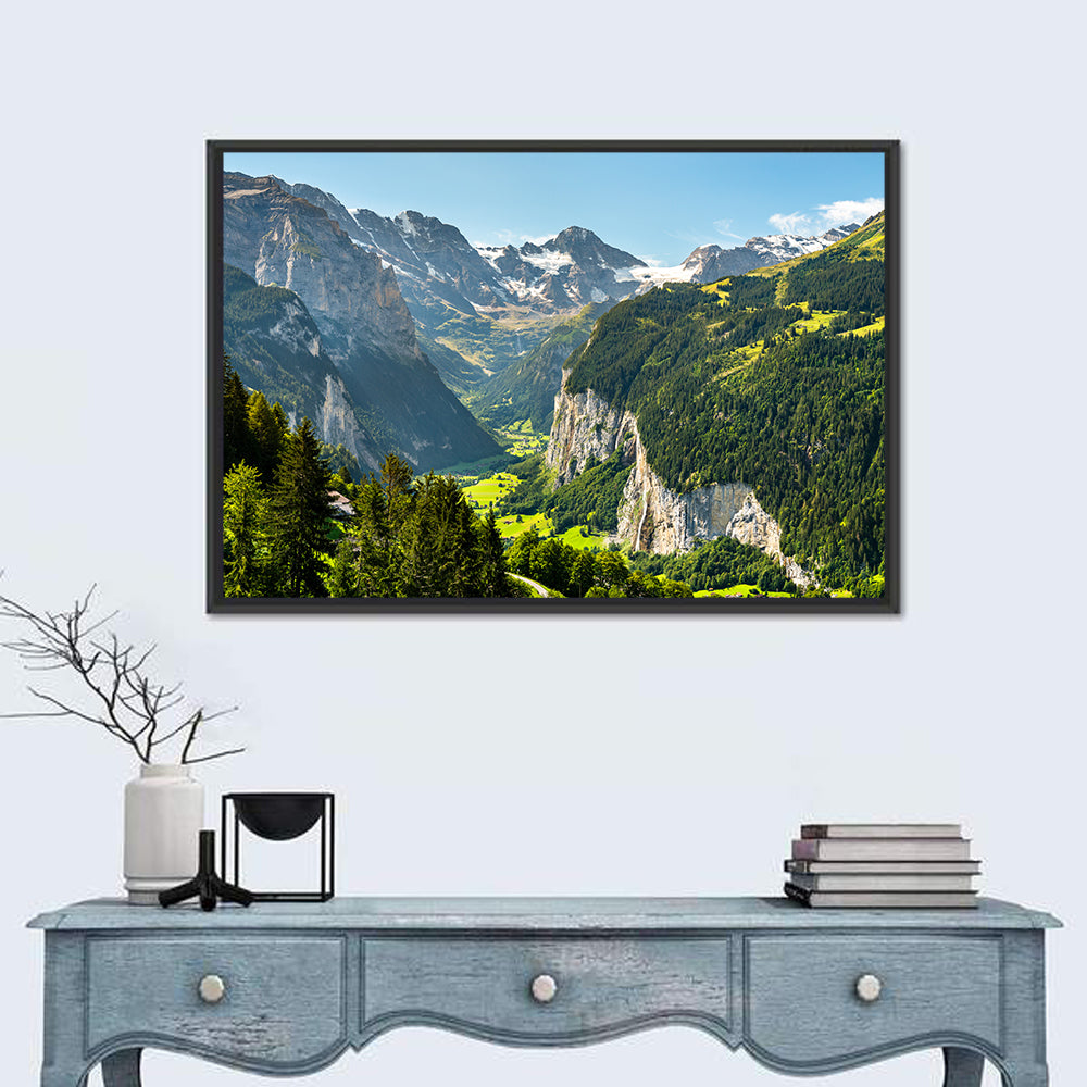 Lauterbrunnen Valley Waterfall View Wall Art