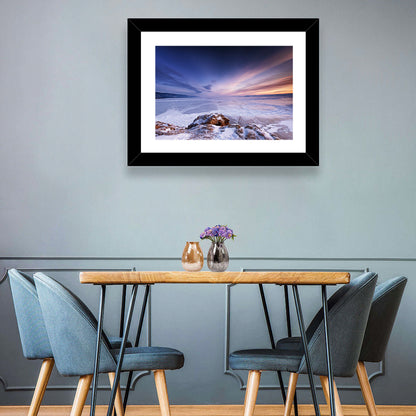 Frozen Lake Ice and Sunset Sky Wall Art