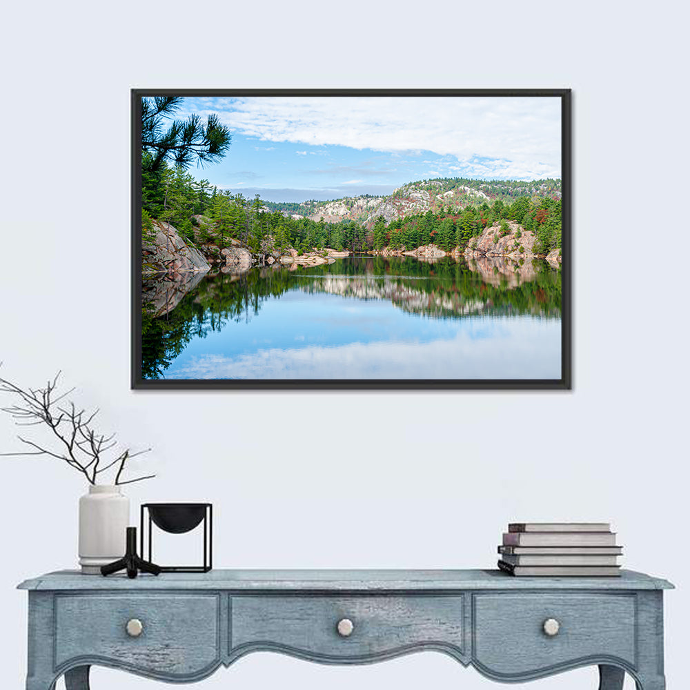 Mirror-quiet Lake and Pines Wall Art