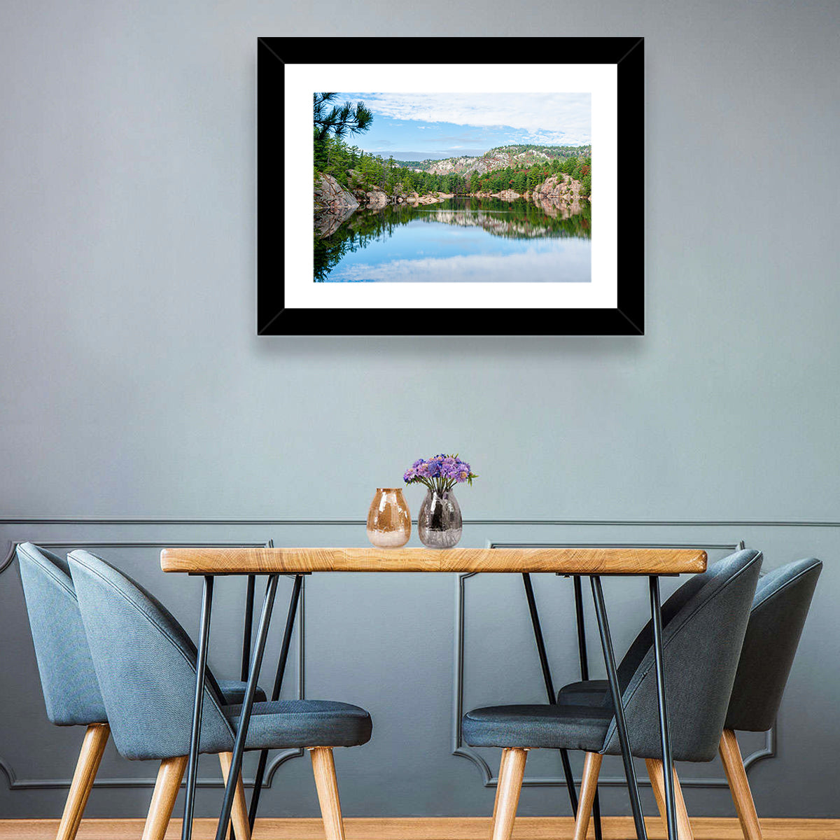 Mirror-quiet Lake and Pines Wall Art